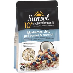 Sunsol Museli with Bluberry, Goji Berry, Coconut and Chia 500g